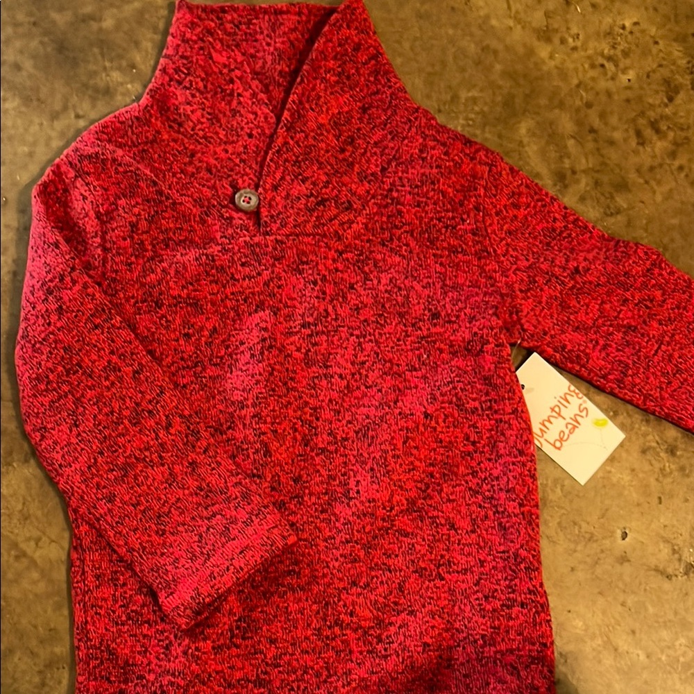 Red Knit Sweater with Button Detail